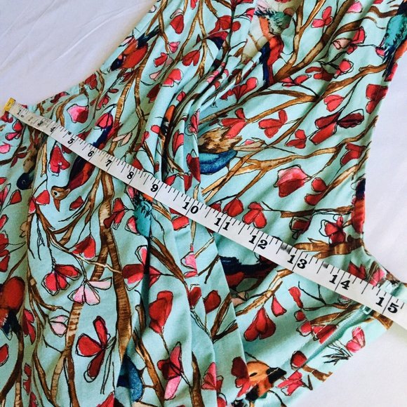 Modcloth Retrolicious Dress Birds Branches Surplice Neck Full Skirt Petticoat S - Picture 10 of 12